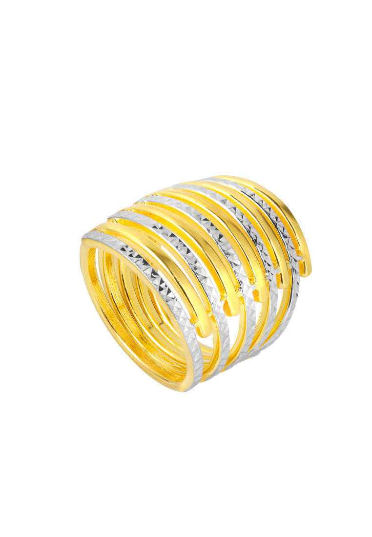 TOMEI Dual-Tone Multi-Layer Ring, Yellow Gold 916
