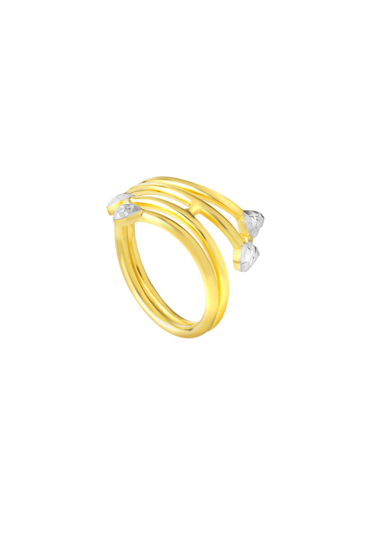 TOMEI Dual-Tone Double Row Ring, Yellow Gold 916
