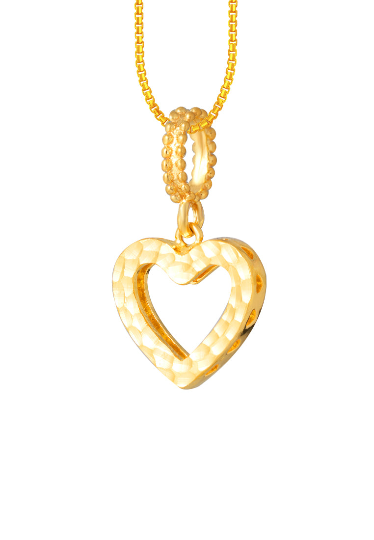 TOMEI Lasered Heart Pendant, Yellow Gold 916