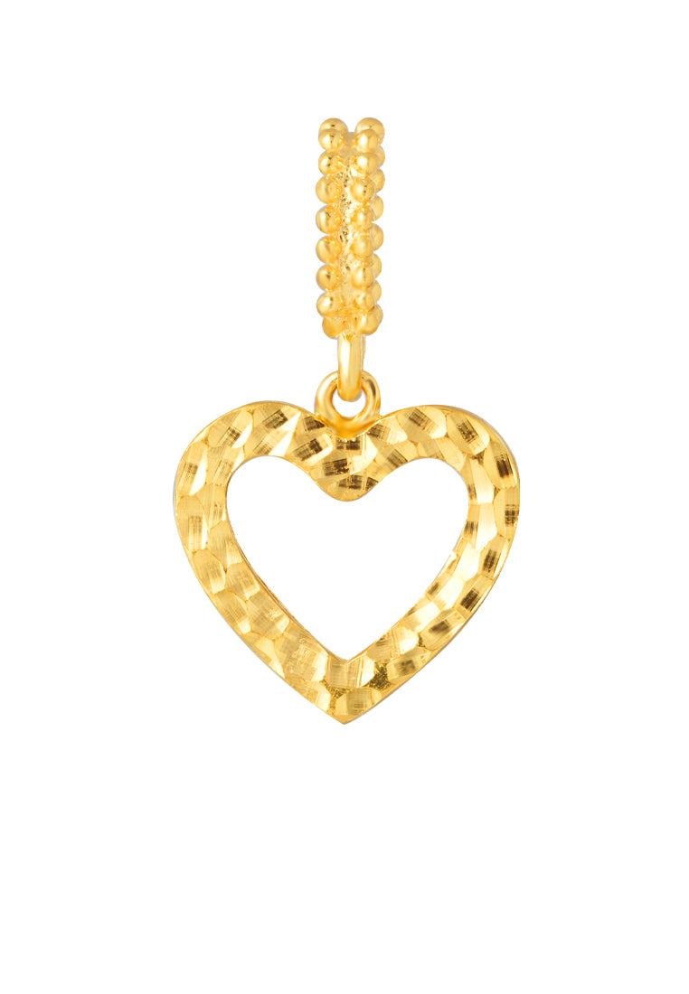 TOMEI Lasered Heart Pendant, Yellow Gold 916