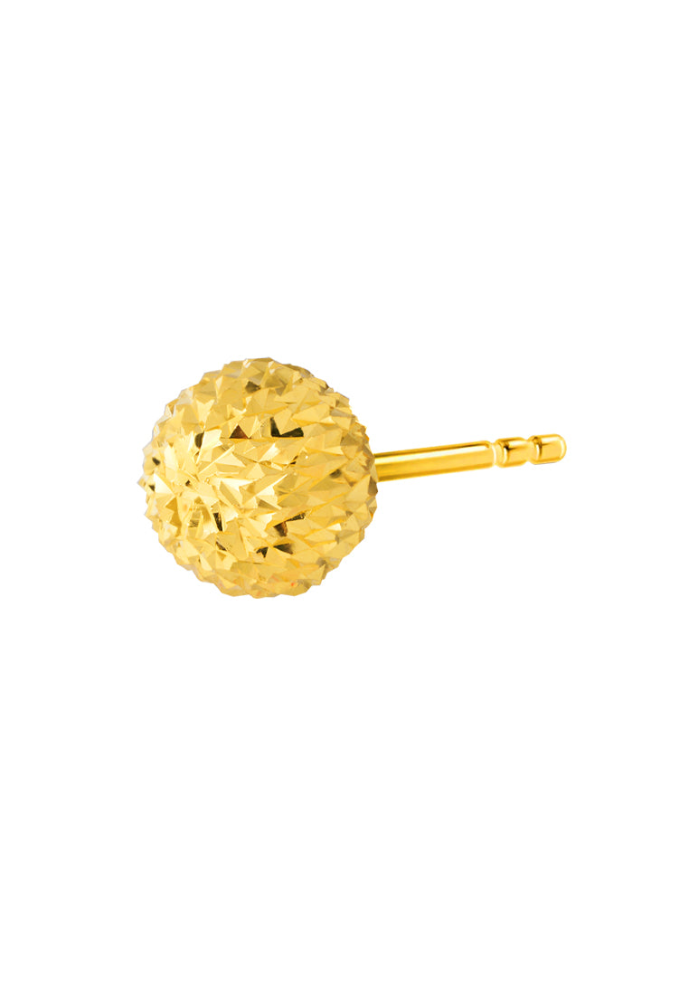 TOMEI Lasered Ball Earrings, Yellow Gold 916