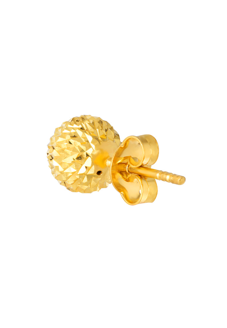 TOMEI Lasered Ball Earrings, Yellow Gold 916