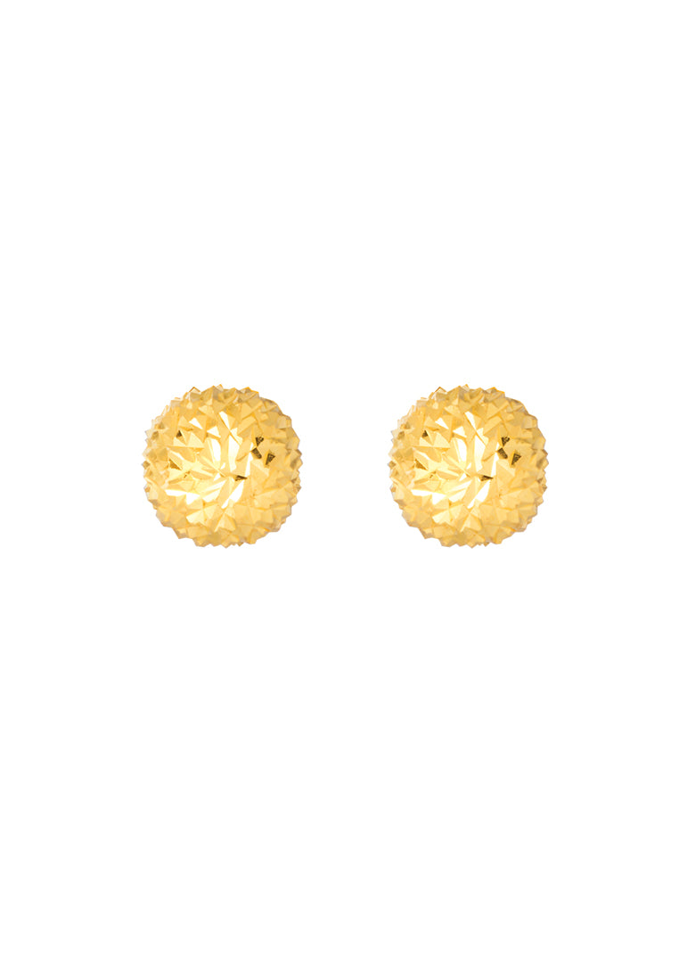 TOMEI Lasered Ball Earrings, Yellow Gold 916