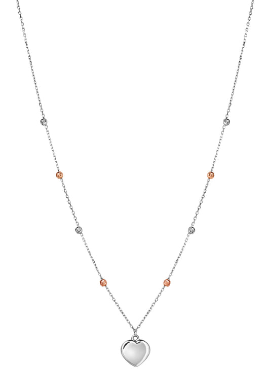 TOMEI Tri-Tone Beads Necklace, White+Rose+Yellow Gold 585