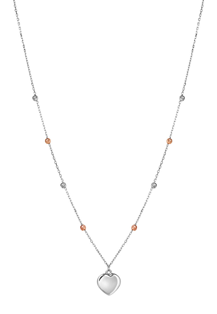 TOMEI Tri-Tone Beads Necklace, White+Rose+Yellow Gold 585