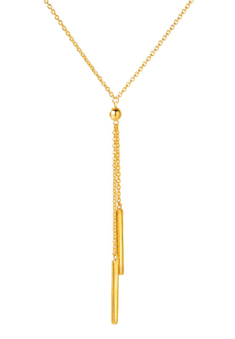 TOMEI Simplicity Double Bar Necklace, Yellow Gold 916