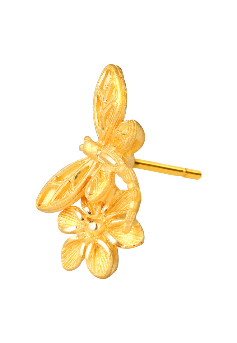 [TOMEI x Prima Gold] Vigorous Vine Earrings, Yellow Gold 999