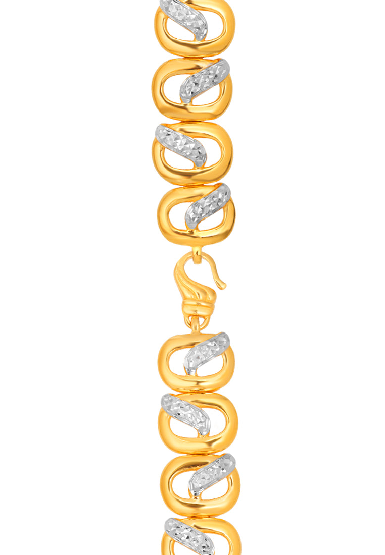 TOMEI Dual-Tone Spiral Chain Bracelet, Yellow Gold 916