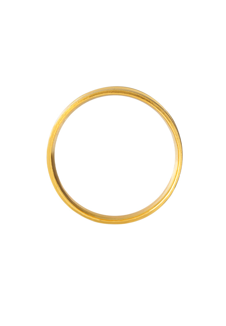 TOMEI Line Patterned Xi De Ring, Yellow Gold 916