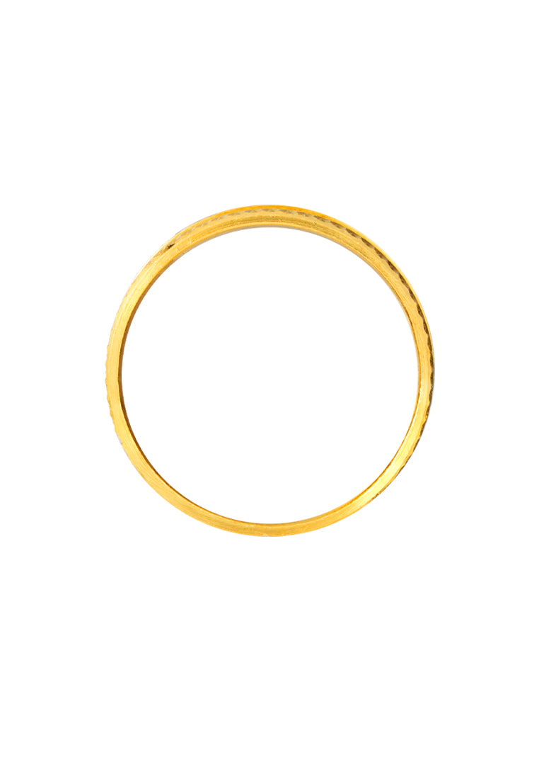 TOMEI Edge Patterned Xi De Ring, Yellow Gold 916