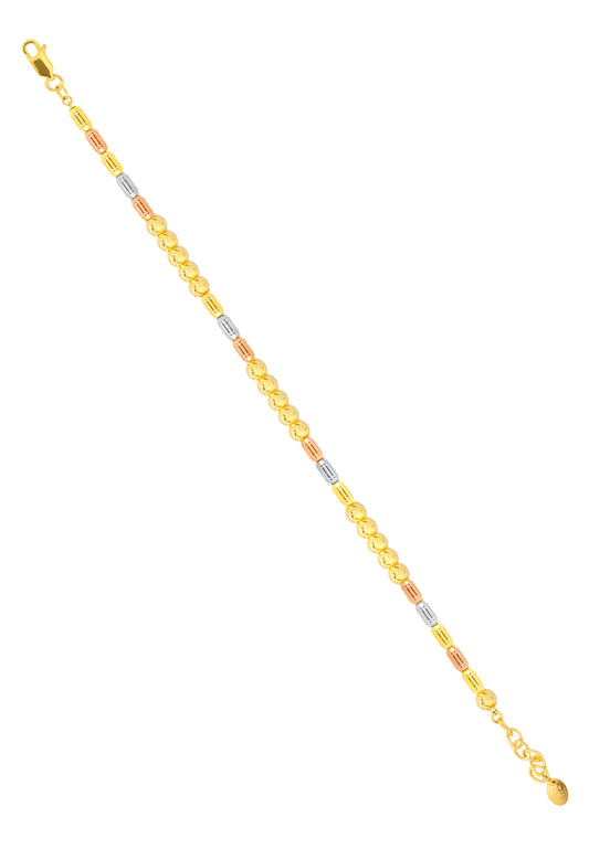 TOMEI Trio-Tone Bead Bracelet, Yellow Gold 916