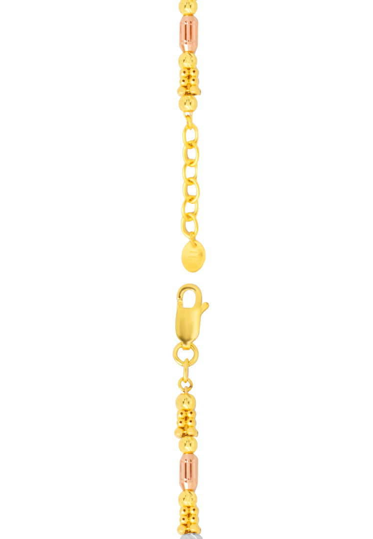 TOMEI Trio-Tone Bead Bracelet, Yellow Gold 916