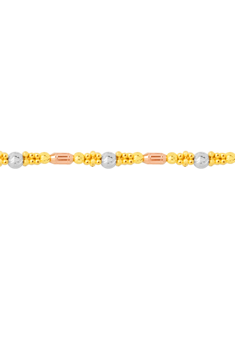 TOMEI Trio-Tone Bead Bracelet, Yellow Gold 916