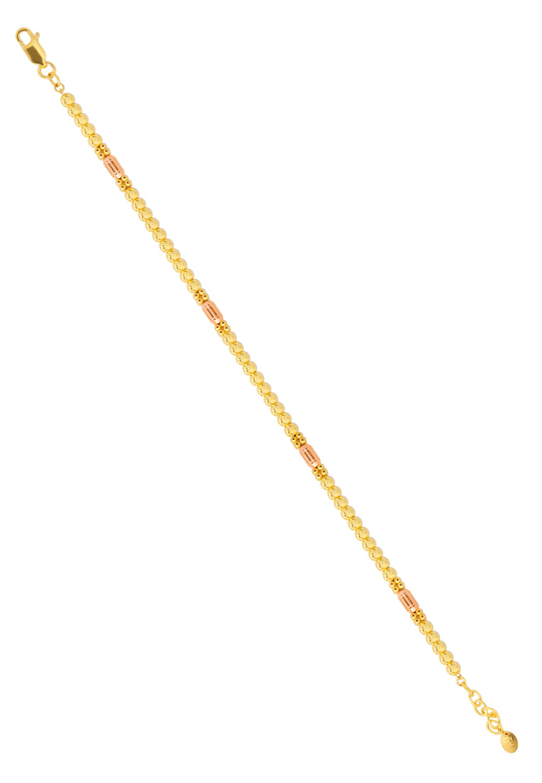TOMEI Trio-Tone Bead Bracelet, Yellow Gold 916