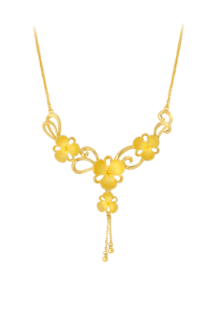 TOMEI x Xifu Flower Necklace, Yellow Gold 999