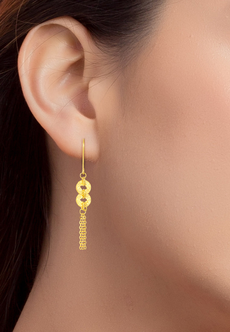 TOMEI Coin Tassels Earrings, Yellow Gold 916