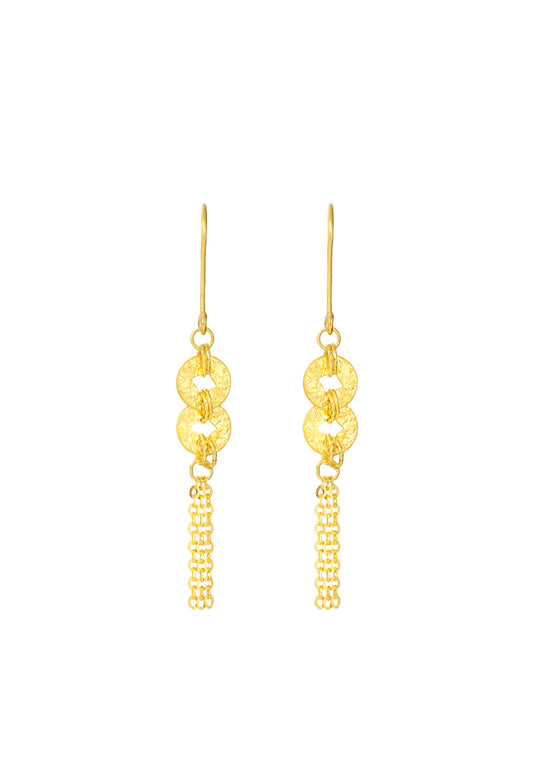 TOMEI Coin Tassels Earrings, Yellow Gold 916