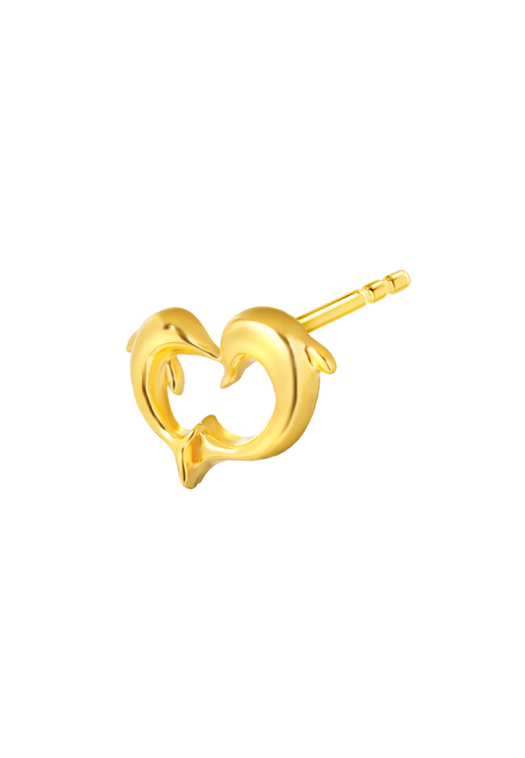 TOMEI Dolphin Love Earrings, Yellow Gold 916