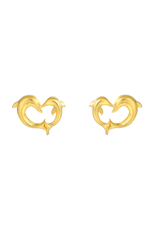 TOMEI Dolphin Love Earrings, Yellow Gold 916