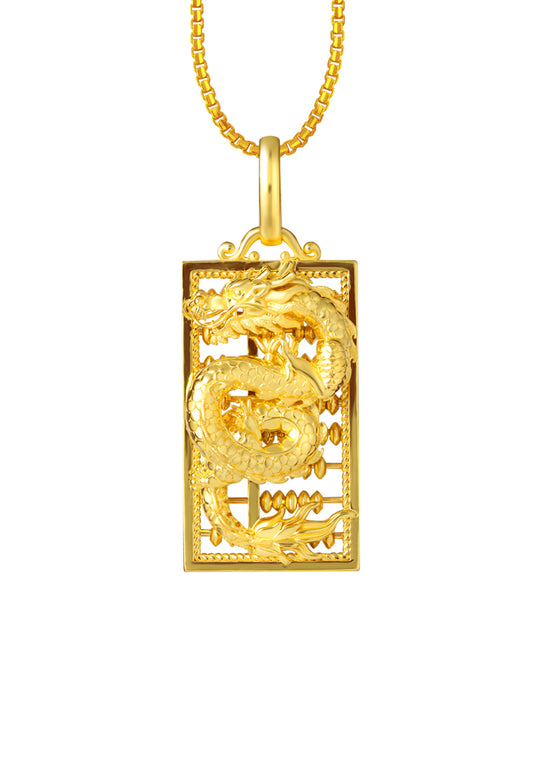 TOMEI Dragon Abacus Pendant, Yellow Gold 916