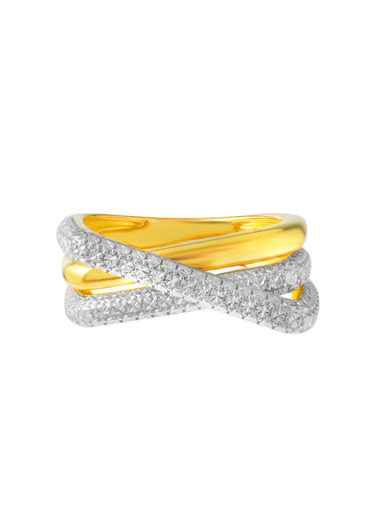 TOMEI Diamond Cut Collection Intersecting Ring, Yellow Gold 916