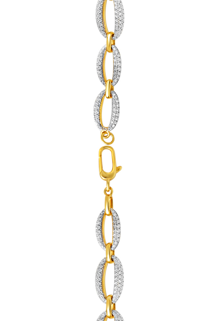TOMEI Diamond Cut Collection Refined Oval Bracelet, Yellow Gold 916