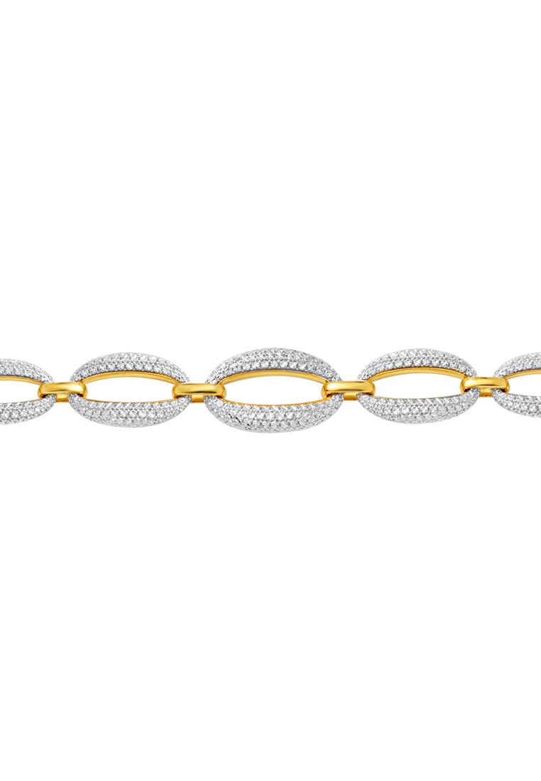 TOMEI Diamond Cut Collection Refined Oval Bracelet, Yellow Gold 916