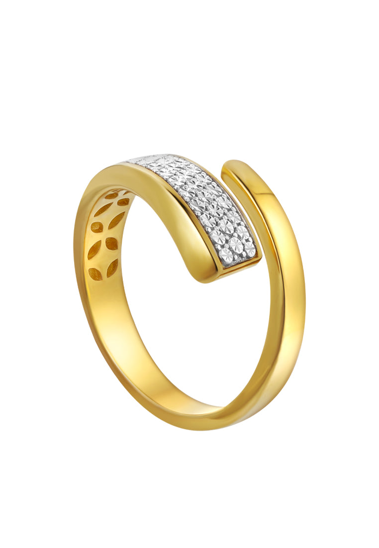 TOMEI Anastasia Dual-Tone Extended C-Shape Ring, Yellow Gold 916