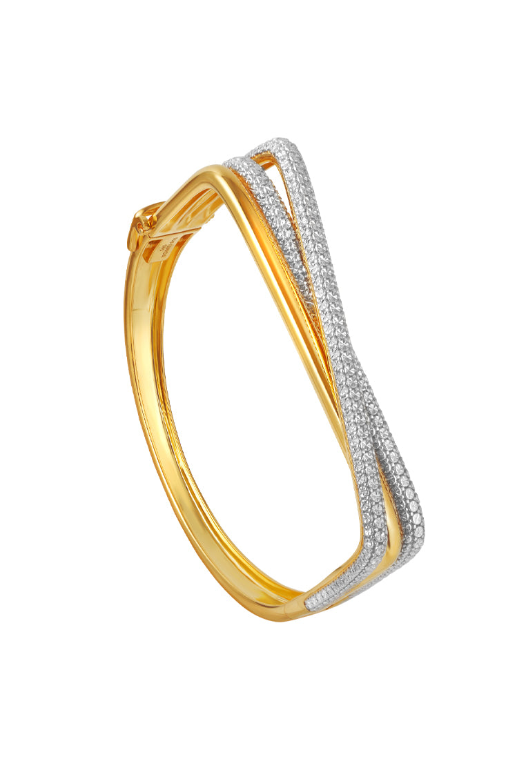 TOMEI Diamond Cut Collection Intersecting Bangle, Yellow Gold 916