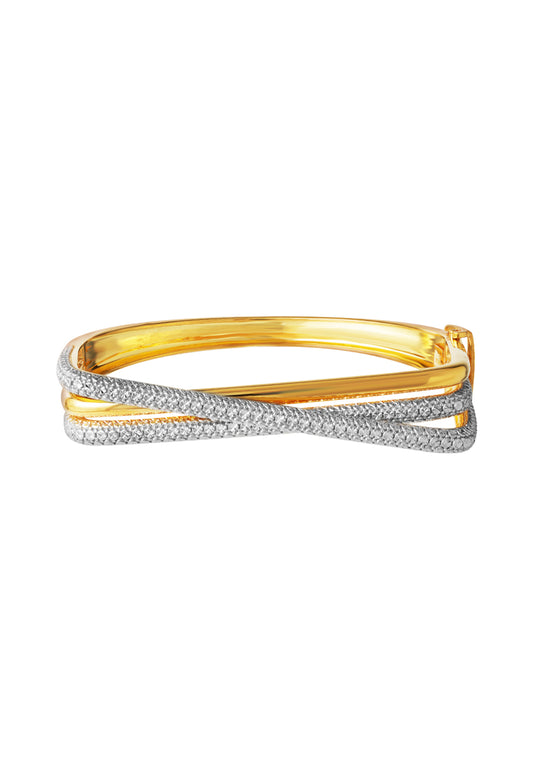 TOMEI Diamond Cut Collection Intersecting Bangle, Yellow Gold 916