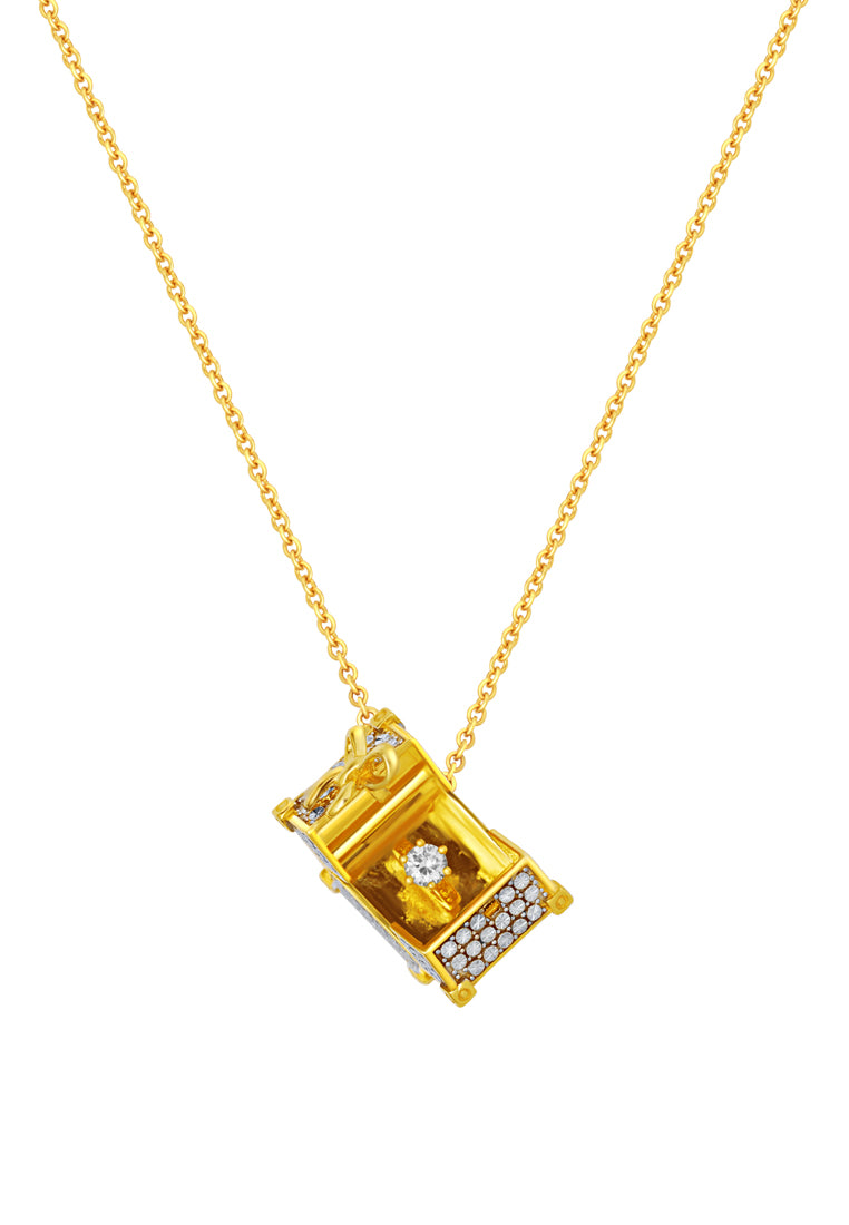 TOMEI Diamond Cut Collection Gift Box Necklace, Yellow Gold 916