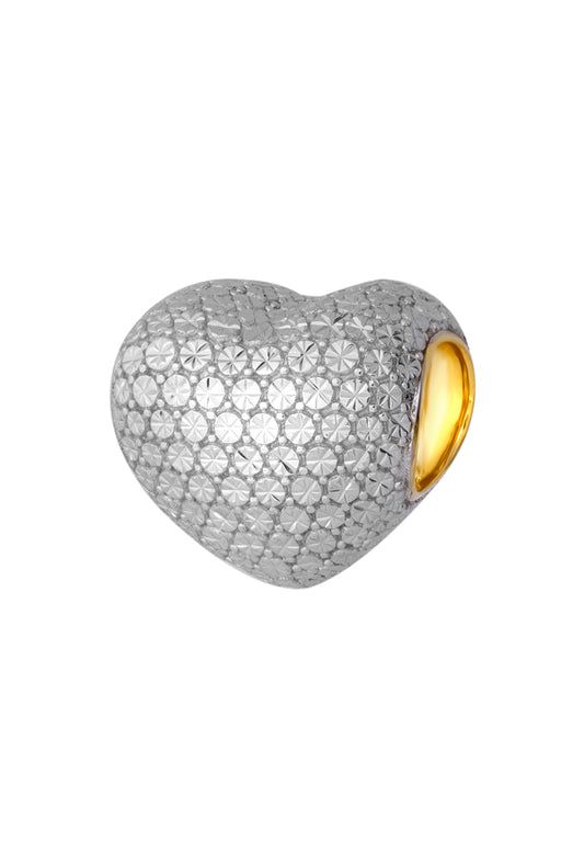 TOMEI Diamond Cut Chomel Heart Charm, Yellow Gold 916