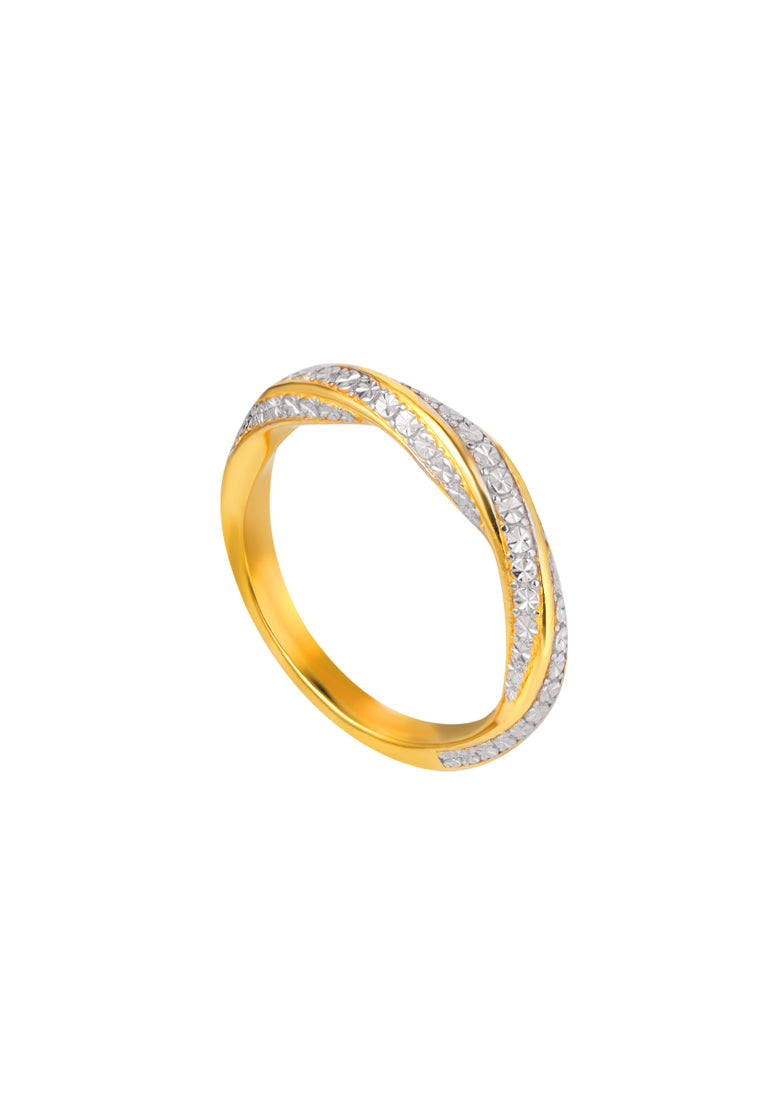 TOMEI Diamond Cut Collection Twist Ring, Yellow Gold 916