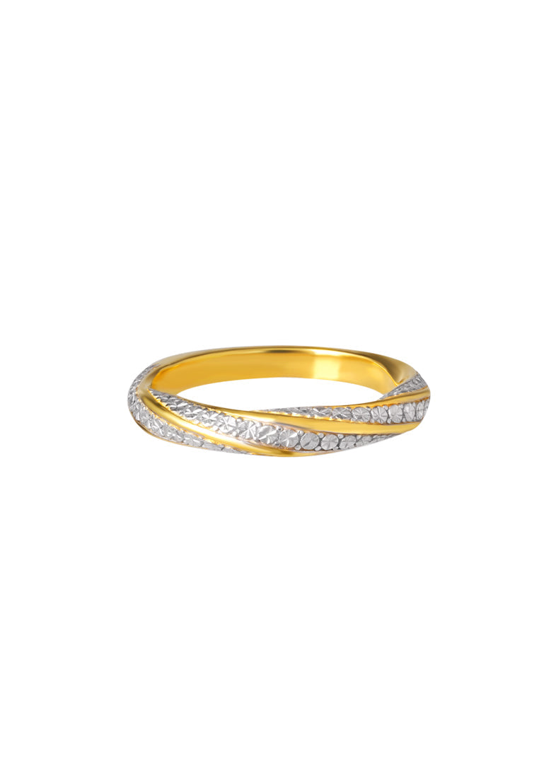 TOMEI Diamond Cut Collection Twist Ring, Yellow Gold 916