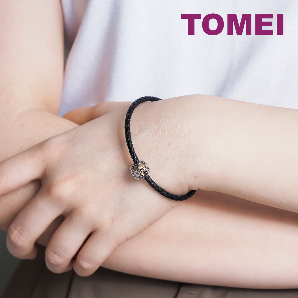 TOMEI Printed Love Charm, White+Rose Gold 585