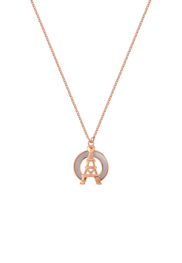 TOMEI Rouge Collection Love Tower Necklace, Rose Gold 750