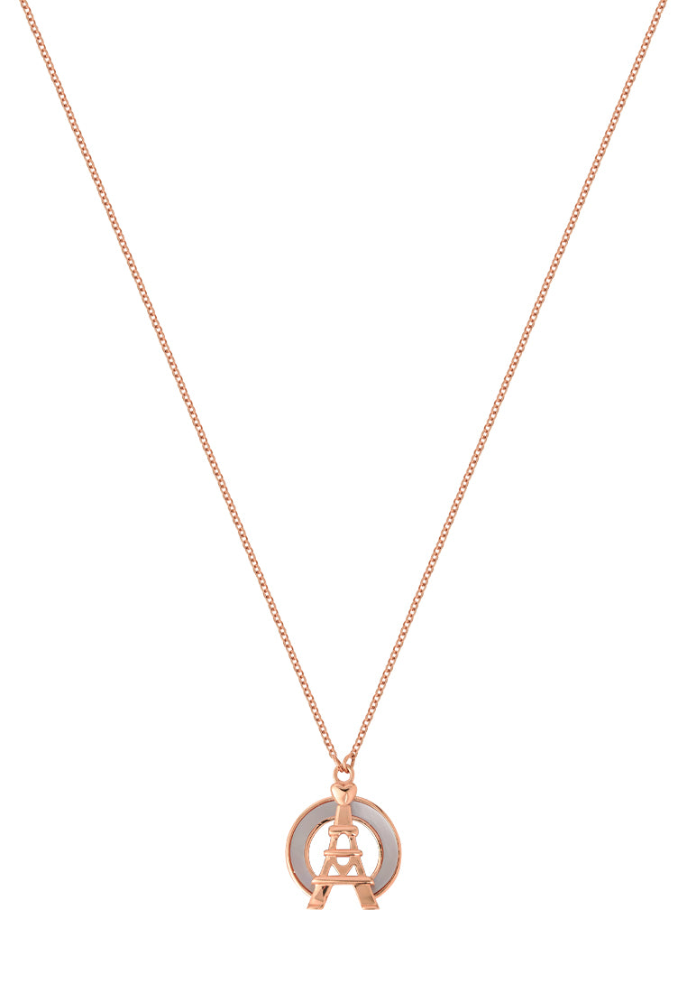 TOMEI Rouge Collection Love Tower Necklace, Rose Gold 750