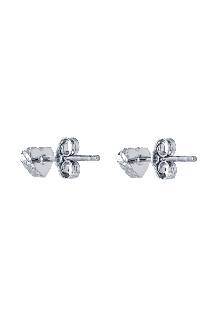 TOMEI Heart Shape Earrings, White Gold 585