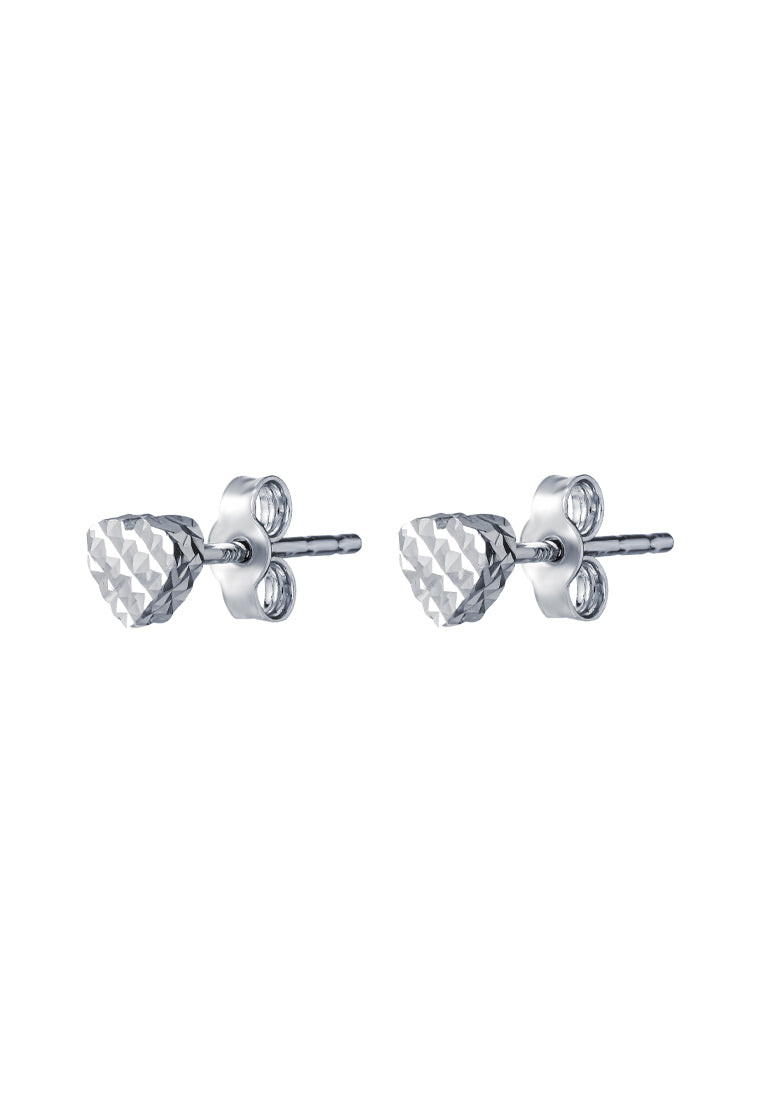 TOMEI Heart Shape Earrings, White Gold 585