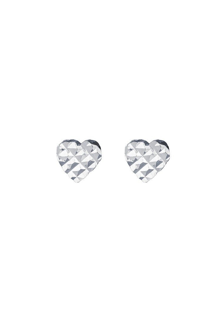 TOMEI Heart Shape Earrings, White Gold 585