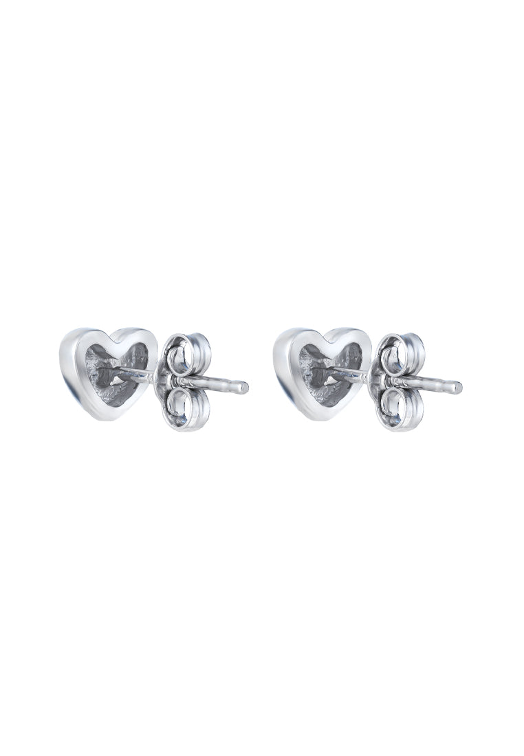 TOMEI Heart Earrings, White Gold 585