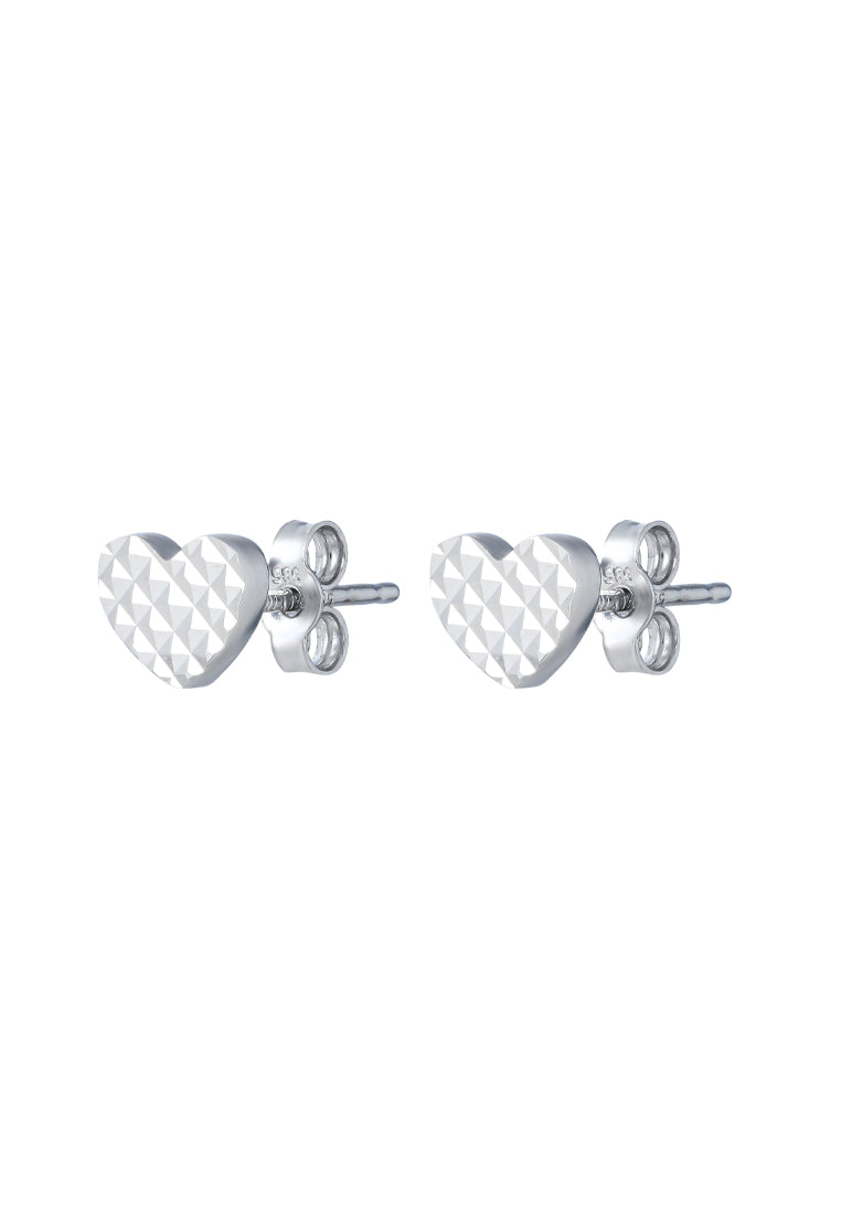 TOMEI Heart Earrings, White Gold 585