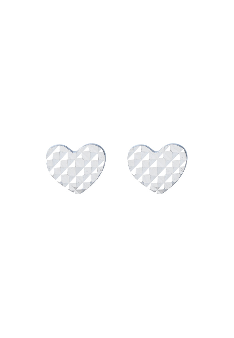 TOMEI Heart Earrings, White Gold 585