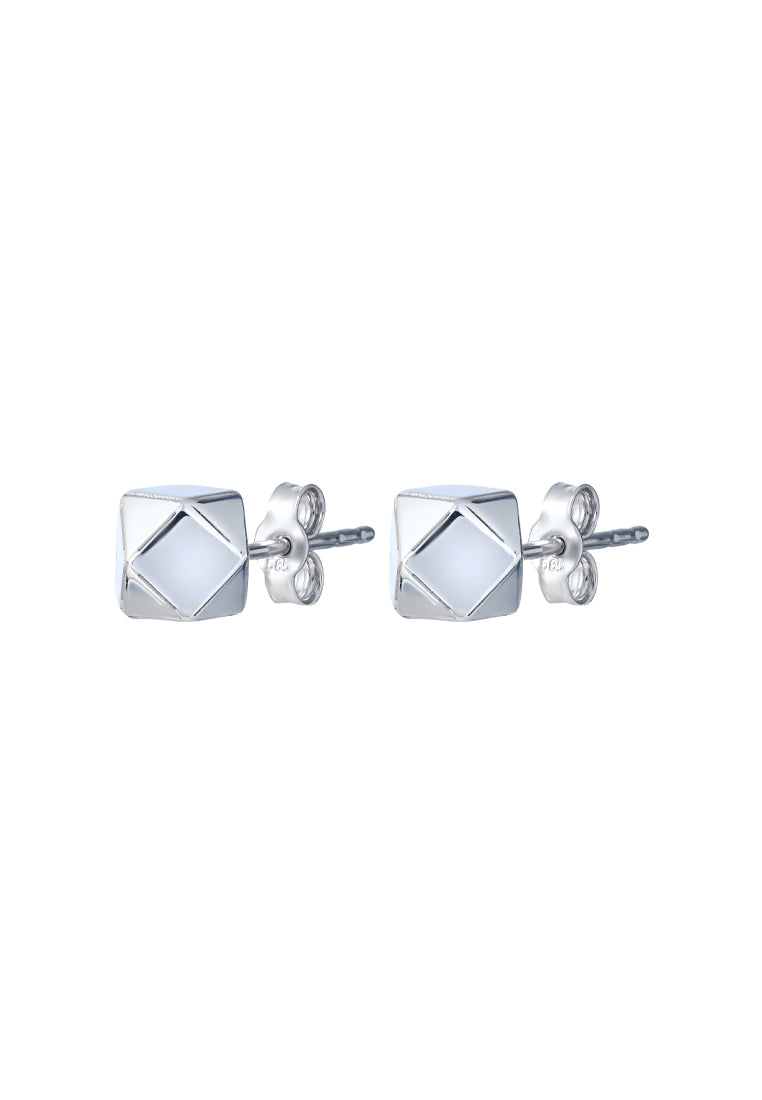 TOMEI Edge Earrings, White Gold 585