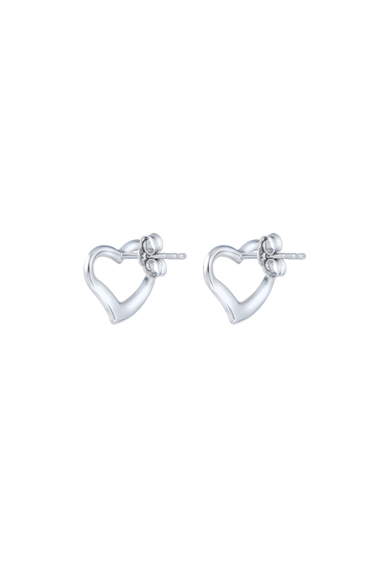 TOMEI Heart Frame Earrings, White Gold 585