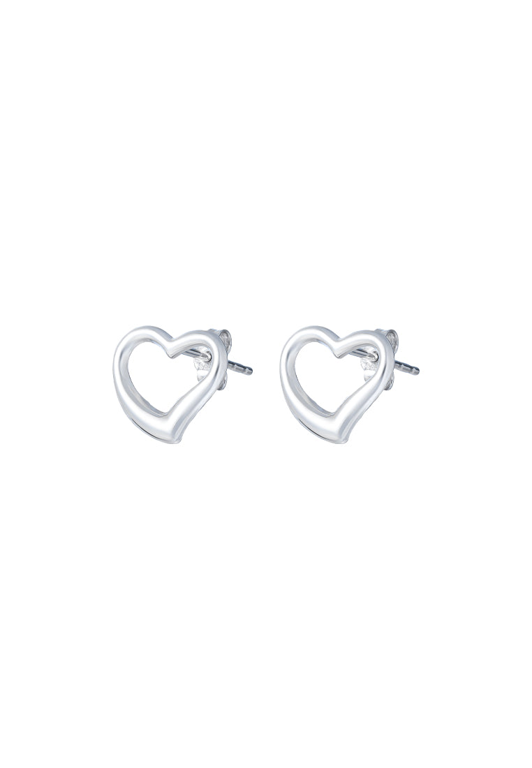 TOMEI Heart Frame Earrings, White Gold 585