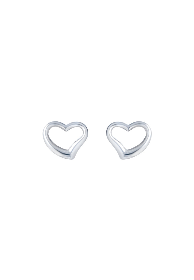 TOMEI Heart Frame Earrings, White Gold 585