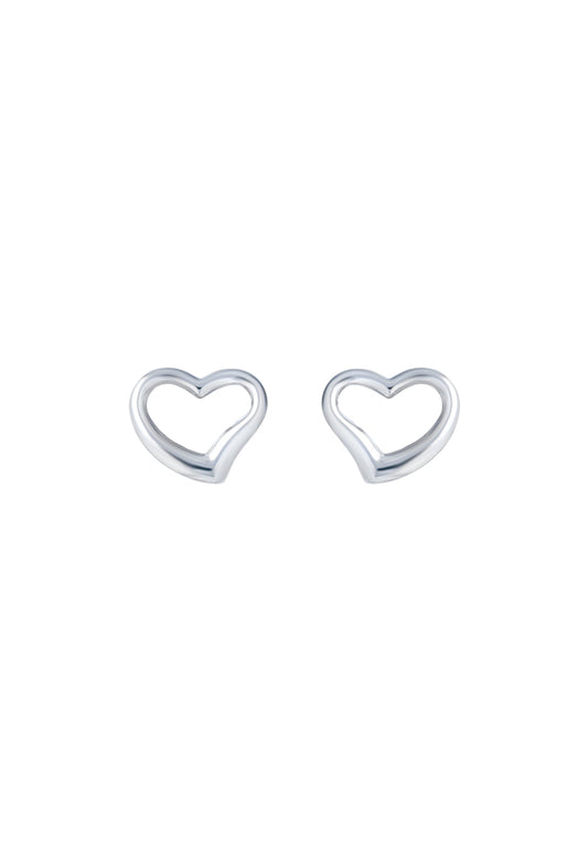 TOMEI Heart Frame Earrings, White Gold 585