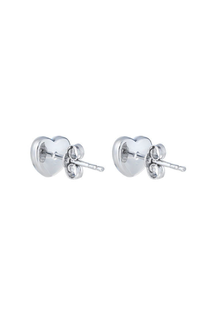 TOMEI Laser Heart Earrings, White Gold 585