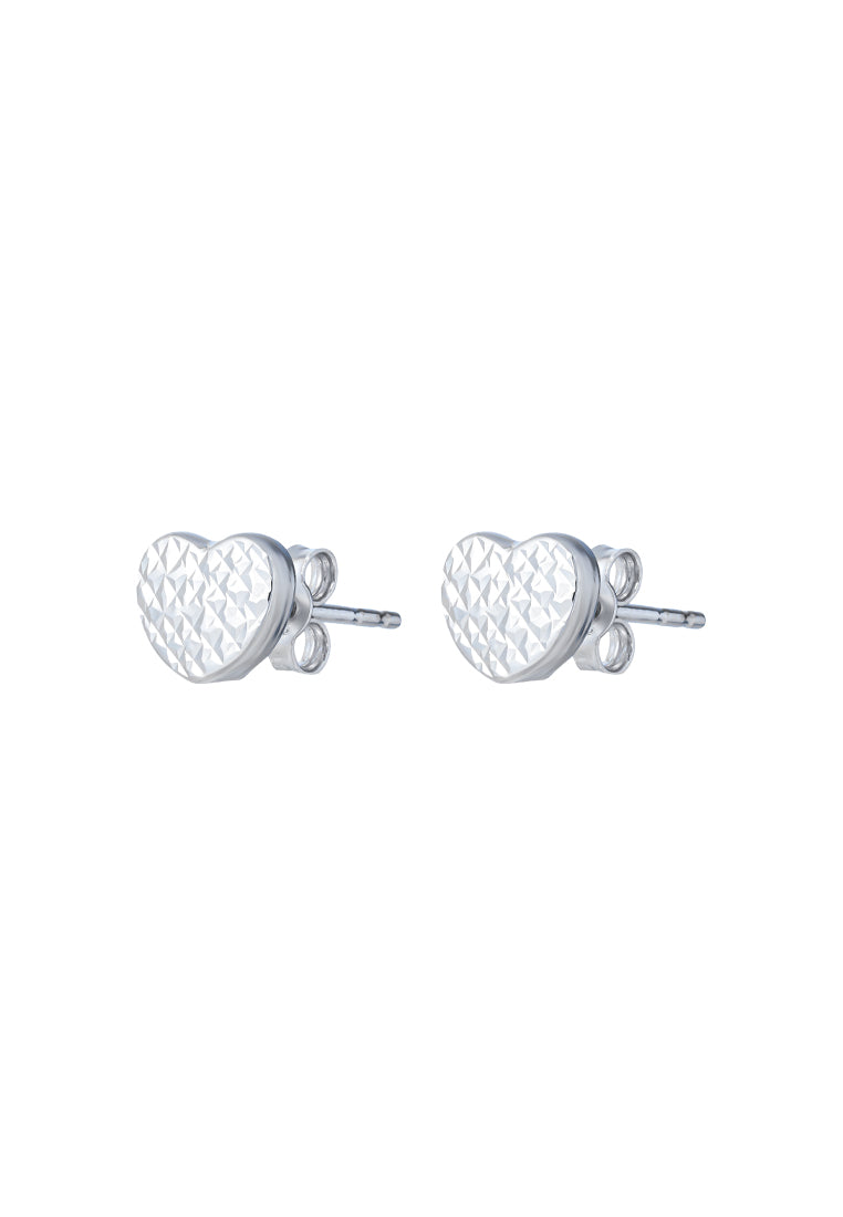 TOMEI Laser Heart Earrings, White Gold 585